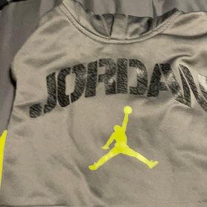 Gray and green dri fit Jordan hoodie